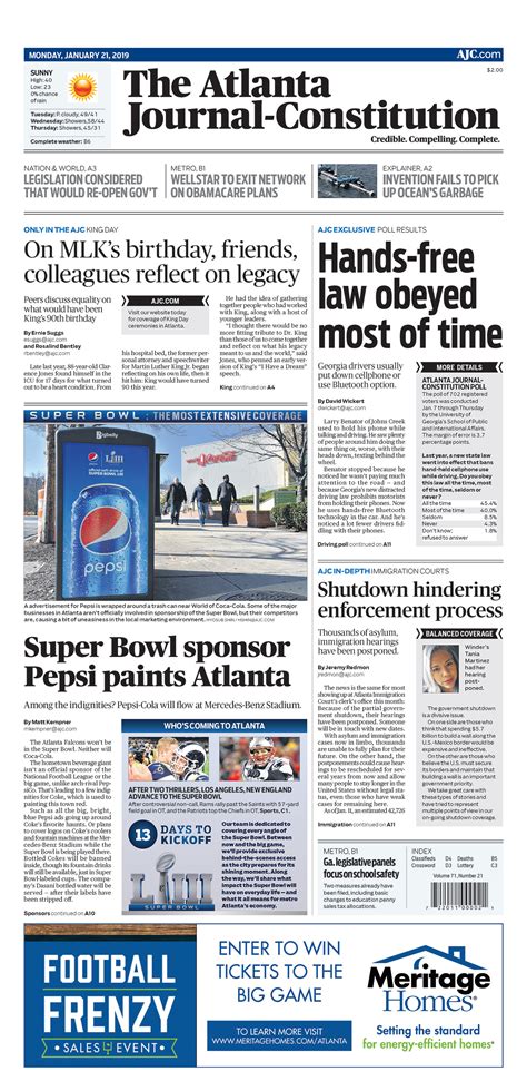 Ajc newspaper - Sep 8, 2023 · About The Atlanta Journal-Constitution. Our mission is to press on. We investigate and report what’s really going on in your community. Our journalists follow the facts wherever they may lead ...